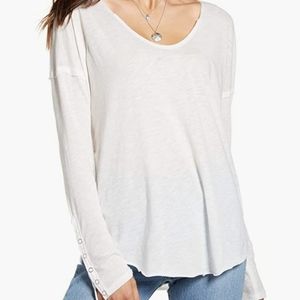 Free People Women's Sienna Snap Cuff Cotton Blend Tee